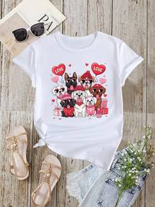 1 camiseta con estampado de perro para el Día de San Valentín, camiseta con la frase "El perro es mi amante", camiseta para amantes de los perros, regalo para amantes de los perros, 180g 100% algodón. - Negro - Ver 8