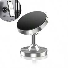 Dual-Sided Strong Magnetic Phone Holder, Suitable For Attaching To Car, Refrigerator, And Fitness Equipment, 360-Degree Stable Magnetic Phone Fixation Function For Multi-Scenario Use - Silver - View 3