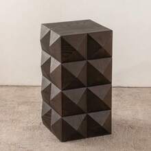 60 Cm High Retro-Style Wooden Side Table With A Three-Dimensional Embossed Pattern; No Assembly Required. - Brown - View 1