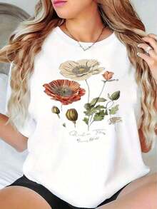 Conjuntos de Verano con Top Blanco, Estilo Casual Versátil, Camiseta de Manga Corta, Diseño Artístico, Colores Suaves, Camiseta Ligera de Algodón para Verano, Única para Amantes de la Naturaleza, Mamás, Mujeres y Entusiastas del Arte - Blanco - Ver 8