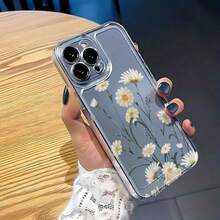 1pc Minimalist Fresh Daisy Flower Transparent Soft Phone Case - Multicolor - View 5