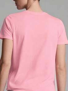 Women's Short Sleeve T-Shirt, New And Fashionable 2026 - Leopard Lips Print T-Shirt, Casual Crew Neck, Soft And Stretchy Fabric, Machine Washable, Fashionable Summer Top, Clothing, Custom T-Shirt, Comfortable And Fitted, Gift For Easter And Mother's Day, Streetwear. DRGK - 亮粉紅色-1 - 查看 2