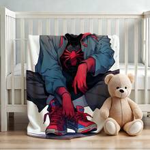 1pc S-Pider-Man Print Blanket,Retro Cartoon Style Throw Blanket,Cartoon Character Printed Blanket,All-Season Universal Nap Blanket,Character Home Decor Blanket,Modern Fashion Gift Suitable For Home Bedroom Bed Sofa Office Lunch Break Cover Picnic Blanket - Multicolor - View 4