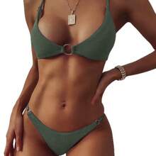 Women's Two-Piece Swimsuit, Sexy Solid Color Bikini - 淺紅 - 查看 5
