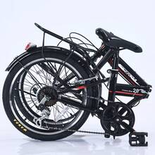 20-Inch Folding Bicycle, High-Strength Carbon Steel Shock-Absorbing Frame, Rack, Fender, 4 Bright Colors, Commuter Bike For Campus, Work, Gift - White - View 9