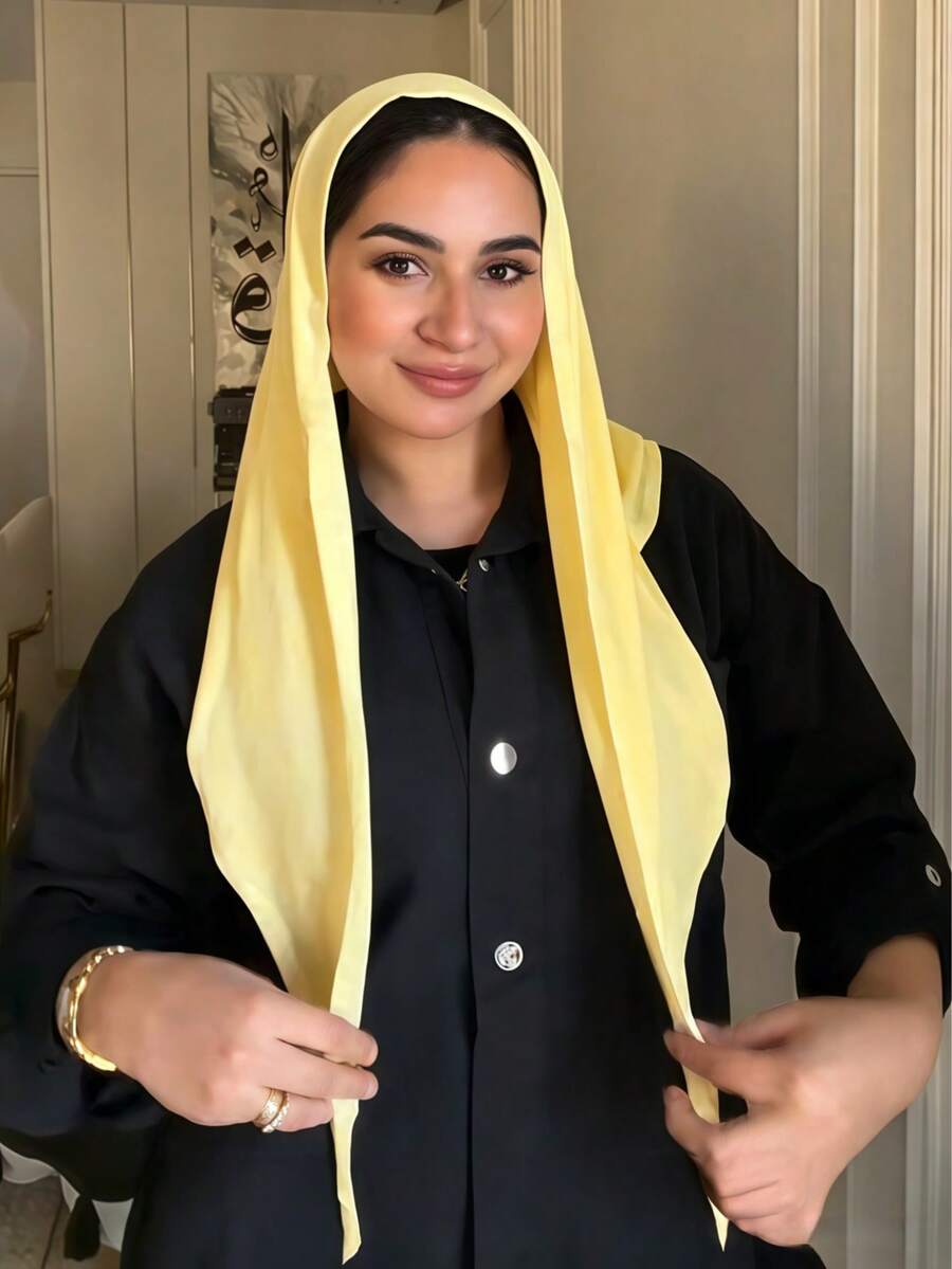 1pc Instant Triangle Hijab, All-In-One Tie-Up Design, Quick Wrap Without Slipping, No Undercap Needed, Suitable For Daily Wear, Prayer, And Outings