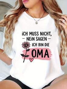 New 2026 Collection: Cotton T-Shirt Size - Size - Letter Print I DON'T HAVE TO SAY NO, I'M GRANDMA - Women's T-Shirt Size, Short Sleeve, Round Neck, Casual Style For Summer And Spring, Women's Clothing - 白色 - 查看 1