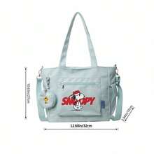 Miniso Peanuts Snoopy Baseball "SNOOPY" Muster mintgrüne Casual Mehrzweck Shopper Tasche Großer Kapazität 2-teiliges Set mit abnehmbarem Münzbeutel, Mehrwegetragen, ideal für Arbeit, Reisen, Einkaufen und den täglichen Gebrauch - Minzgrün - Übersicht 5