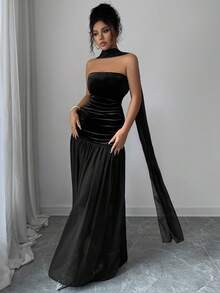 New Women's Long Dress, Tube Top, Elegant And Sophisticated Design, Flattering, Perfect For Gala Parties, Red Carpets, Weddings And Formal Events - 黑色 - 查看 3