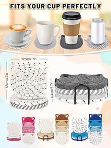 Set Tatakan Gelas Telinga Kucing, Tatakan Kopi, Tatakan Anyaman Buatan Tangan, Tatakan Minuman Musim Panas (Dengan Penyangga Pelindung), Hadiah Rumah, Dekorasi Rumah, Perlengkapan Rumah Musim Panas, Perlengkapan Penting Musim Kembali ke Sekolah - MultiWarna - View 3