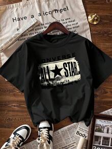 All Star T-Shirt With Vintage Distressed Design,  Short-Sleeve T-Shirt For Spring/Summer 2026, Made In Mexico, 180 Grams. Cartoon Print, Couple Design, Suitable For Indoor Or Outdoor Wear. Crew Neck, Unisex, Ideal For Office And Leisure. One-Pack. - BK-P631577SLNDXZGY622 - 查看 4