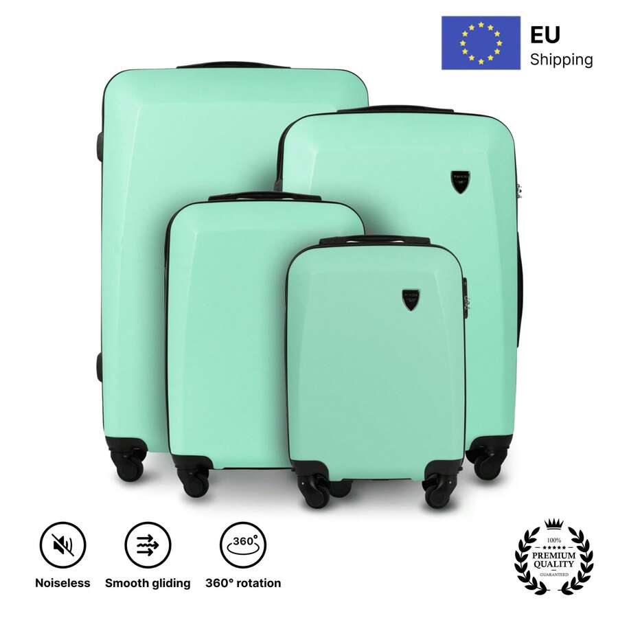 Bộ 3 hoặc 4 vali hoặc chọn vali có sẵn các kích thước 28", 24", 20", 18" inch / Kích thước xấp xỉ 75 x 50 x 30 cm hoặc 68 x 41 x 25 cm hoặc vali xách tay 55 x 40 x 20 cm hoặc vali xách tay 50 x 34 x 18 cm với bánh xe có thể tháo rời / Chất liệu ABS+ cao cấp, vali xách tay có khóa kết hợp và 4 bánh xe xoay 360°, vali có bánh xe cho các hãng hàng không phổ biến, vali du lịch nhỏ có bánh xe có thể tháo rời, hành lý du lịch bền bỉ / Màu sắc PLOVER: Xanh ngọc, Đen, Than chì, Đỏ, Vàng - Màu xanh ngọc - Xem 1