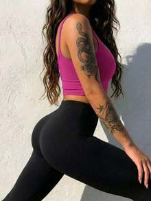 Camiseta corta de tirantes gruesos simple para mujer, adecuada para primavera/verano, estilo casual/streetwear/Y2K, apta para oficina/hogar/streetwear/discoteca y otras ocasiones, color negro - Rosa Roja - Ver 6