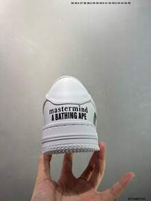 A BATHING APE Bape Casual Contrast Color Star Glossy Sneakers - White and Red Shark Collaboration - View 7