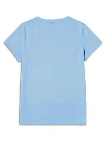 Estilo Y2K, estilo de moda, lo más nuevo de 2026, estilo lindo, estilo casual, blusas para mujer>ropa. Gafas con montura amarilla y estampado de leopardo rosa, con estampado de cabeza de guepardo, camiseta regular, 100% algodón, 180 gramos, marca Orca, adecuada para uso casual, salidas al aire libre, deportes, vacaciones, regalos y otras ocasiones. Conjuntos de Verano 100% Algodón para Mujer, Ropa de Vacaciones para Mujer 180g (S-XXXL) - Azul - Ver 2