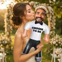 1pc Customized Face Inflatable Blow-Up Prop, Single Woman/Man Party Gift, Bride/Groom Prank Gift, Novelty Pool Birthday Wedding Decoration - Multicolor - View 6