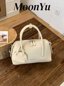 Women's Pillow Handbag, Elegant Minimalist Style, Large Capacity, Shoulder Strap, White - White - View 2