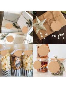 100pcs/Set White Blank Kraft Paper Gift Wrapping Tag With Scalloped Edge, Suitable For Wedding, Birthday Party Decor, Baking Cookie Packaging Label - Scalloped Shape - View 6