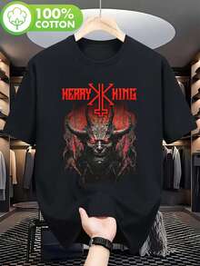 Men's Black Slayer Kerry King From Hell I Rise T-Shirt - Casual, Machine Washable, All Seasons_0 720 180G Comfortable Short Sleeve Crew Neck Printed T-Shirt For Men And Women - 黑色 - 查看 1