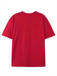 Creative And Fun T-Shirt With Round Neck And Graphic Design, Made Of Pure Fabric, Modern And Stylish For Summer, Perfect For Casual Everyday Wear - [紅色的] - 查看 2