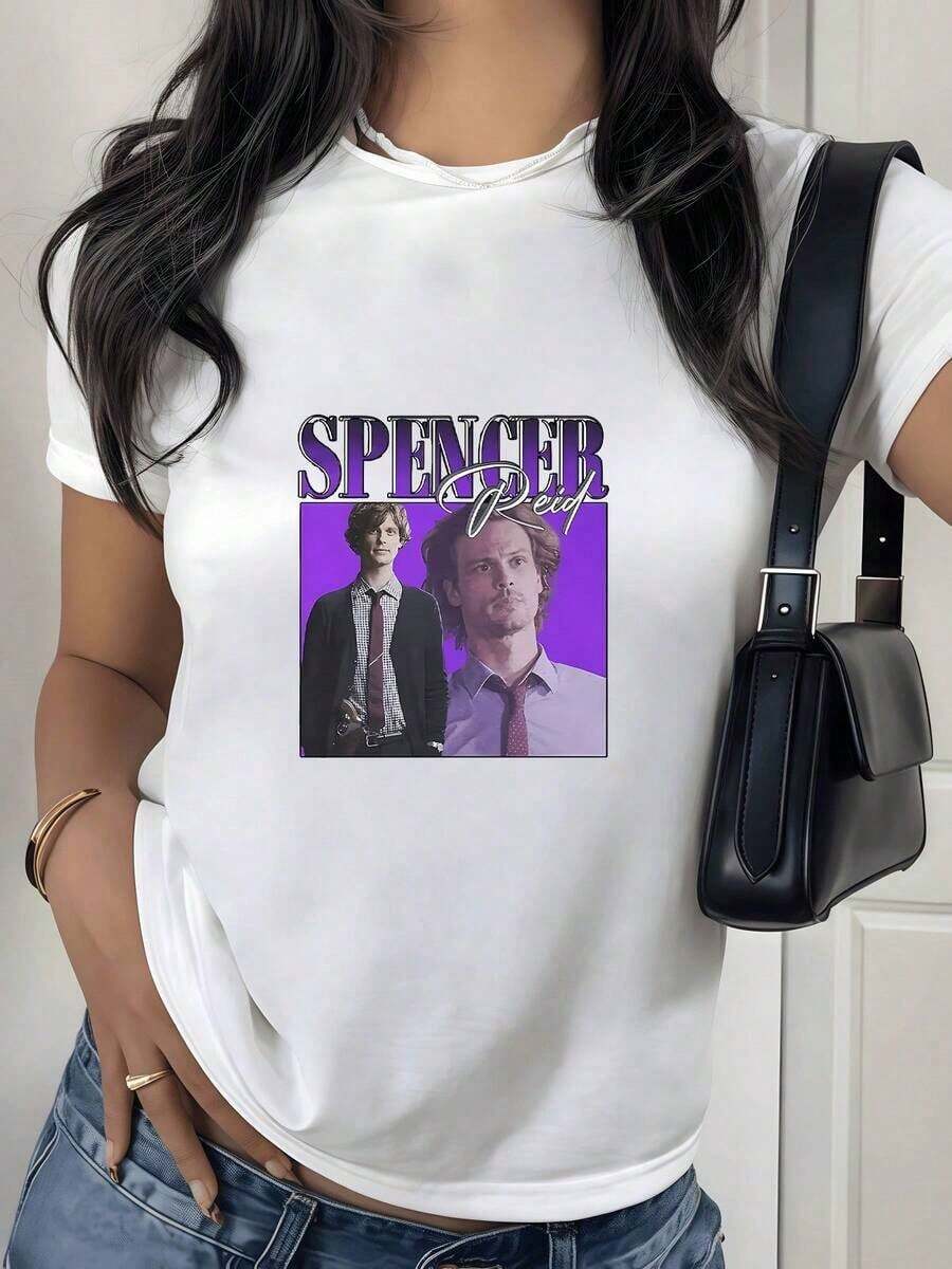 100% Cotton. Professionally Styled Figure Expressing Intelligence And Confidence Against A Deep Purple Background. Women's T-Shirt, 100% Cotton, Soft Texture And Modern Comfort. Women's Simple Solid Color T-Shirt, Loose And Slim Fit Casual Short Sleeve - 白色的 - 查看 1
