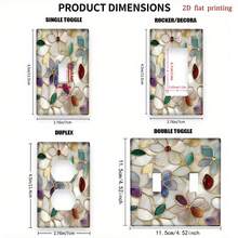 1pc Elegant Beige & Gold Gemstone Floral Mosaic Wall Plate - Home Decor Switch And Outlet Cover, Suitable For Kitchen, Easy Installation, No Wiring/Battery Required, Fits Single/Double Switch And Outlet, Decorative Panel, 2D Flat - A - View 2