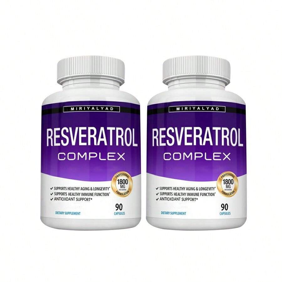 Miriyalyad Resveratrol Supplement 1800 Mg Antioxidant Complex - Highly Potent Natural Trans-Resveratrol Pills For Healthy Aging, Overall Health Support, Immune System, Brain Function, For Men Women, 90 Capsules - 2 cái - Xem 1