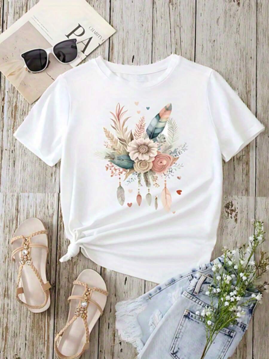 Camiseta de Mujer con Estampado de San Francisco, Top Casual de Manga Corta para Mujer, Ajuste Cómodo, Conjuntos para Hermanas, Esencial para Viajes al Aire Libre, Camiseta de Mujer, Camiseta de Primavera/Verano. - Blanco - Ver 1