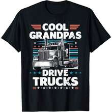 Printed T-Shirt Made Of 180 G/M² Pure Cotton With A Fun Design Of Grandpas Driving Trucks. Breathable Cotton Fabric, Comfortable And Soft To The Touch. Durable Knit Texture And Easy To Clean. Machine Washable. Ideal For Grandpas, Stylish And Sturdy. - 黑色 - 查看 1