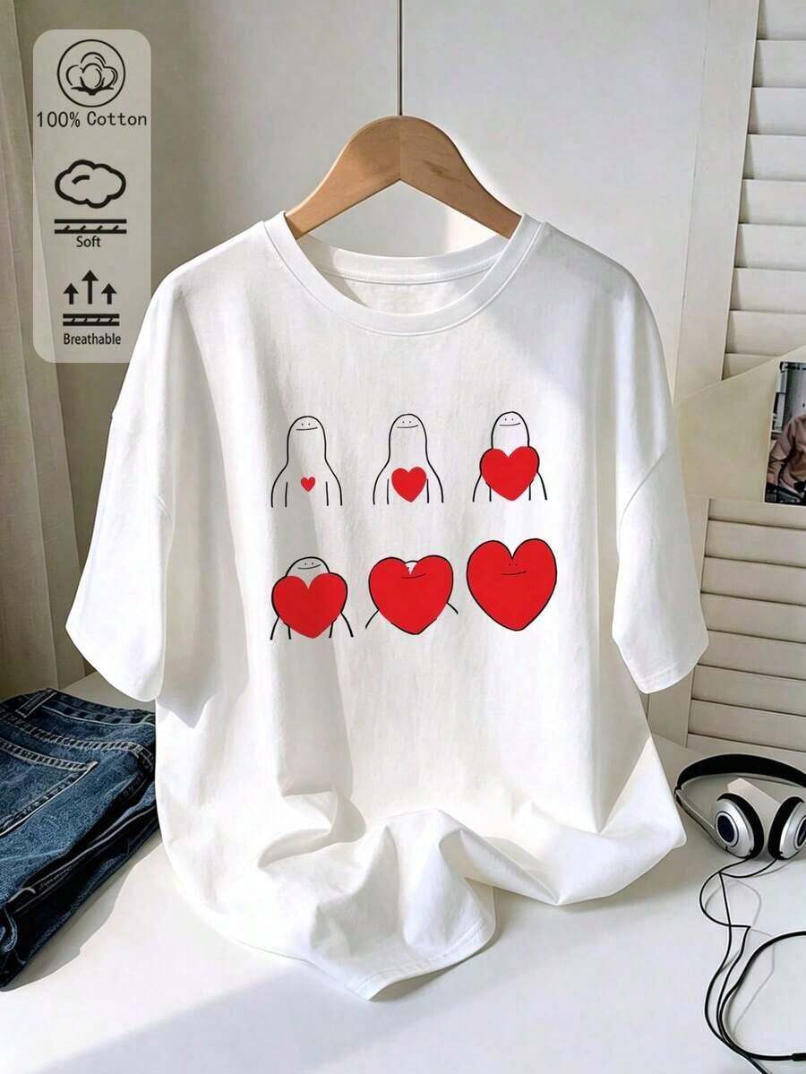 NewSummerCasual Women's Oversized T-Shirt, 100% Cotton, With "Stay True To Yourself" Graphic, Suitable For Spring/Summer And Year-Round Casual/Sporty Style, Fashionable Soft And Breathable White Short Sleeve T-Shirt, Plus Size - Vintage Street Style Unisex Loose Cotton Short Sleeve Crew Neck T-Shirt - 白色 9 - 查看 1
