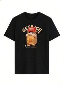 Cute And Stylish Short-Sleeve T-Shirt, Fashionable Short-Sleeve T-Shirt For Spring And Summer 2026, Made In Mexico, 180 Grams. Cartoon Print, Couple Design, Suitable For Indoor Or Outdoor Wear. Crew Neck, Unisex, Ideal For Office And Leisure. One-Piece Pack. - BK-P631577SLNDXZGY615 - 查看 2