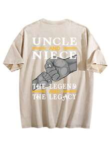 Uncle And Niece Matching The Legend The Legacy T-Shirt,Double-Sided Printed Unisex T-Shirt, Vintage Streetwear Heavyweight Cotton Tee, Anime Manga Casual Daily Top, Ideal Gift For Anime Enthusiasts - 杏色 - 查看 3