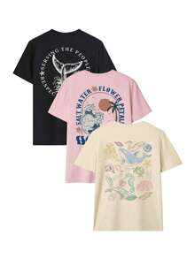 New Women's Short-Sleeved, Minimalist, And Casual Crew Neck T-Shirt In Dark Gray, Versatile And Suitable For Everyday Wear, Holidays, Spring, And The Beach. Summer Graphic T-Shirt - 黑色 - 查看 3