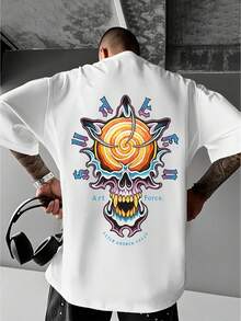 Men's  Casual Crew Neck T-Shirt Made Of Polyester Knit Fabric, Featuring Stylish Slogan Prints And A Simple, Versatile Design. This Short-Sleeved T-Shirt Is Perfect For Casual Sports, Travel, And Everyday Wear. - 白色 - 查看 8