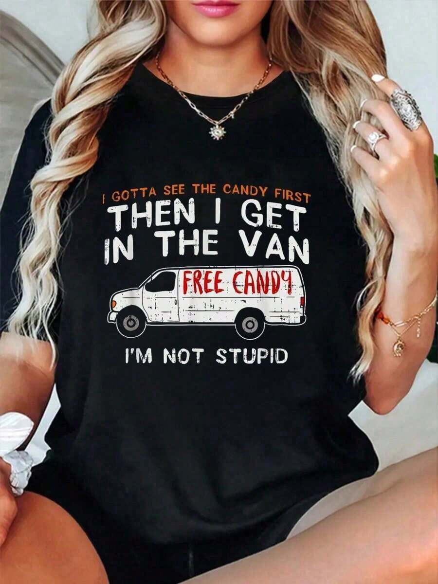 It Could Be Worse, Funny Phrase, Women's Casual Crew Neck Short Sleeve T-Shirt, Humorous Slogan T-Shirt, Loose Fit Summer T-Shirt - 黑色 13 - 查看 1