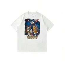 Anime And Cartoon Print T-Shirt Cowboys-Bebop-Spike-Spiegel-Faye-Valentine-Jet Black-Ein-Space-Adventure, Unisex Urban Style, Casual Summer Tops - 白色的 - 查看 7