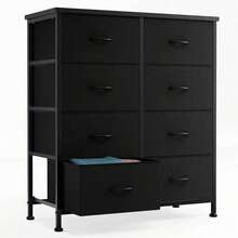 Sweetcrispy Dresser For Bedroom With 8 Drawers Tall Dresser & Chest Of Drawers Fabric Dresser With Wood Top And Sturdy Steel Frame - 黑色 - 查看 12