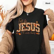Camiseta cristiana de Halloween FEEGO, Camiseta de Jesús, Camiseta cristiana de Acción de Gracias, Camiseta bonita, Camiseta de otoño, Camiseta religiosa de algodón estampada con cuello redondo, Camiseta de Halloween de cuello redondo para hombre, Camiseta de cuello redondo, Camisetas gráficas sedosas - Negro - Ver 5