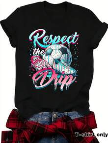 Camisetas casuales de manga corta para mujer, estilo europeo y americano, camisetas de verano de cuello redondo para la Copa Mundial de México y Canadá, en stock para comercio exterior. - azul real - Ver 9