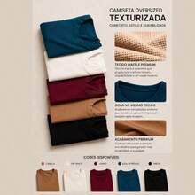 Premium Textured Oversized T-Shirt, Waffle Knit. - Maroon - View 2