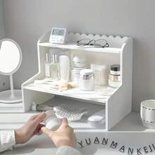 1 chiếc kệ để bàn nhiều tầng, kiểu dáng tối giản phong cách Scandinavia, hộp đựng đồ dùng văn phòng phẩm, hộp đựng đồ lộn xộn trên bàn làm việc phòng ngủ, vật dụng thiết yếu tiết kiệm không gian chất lượng cao. - trắng - Xem 2