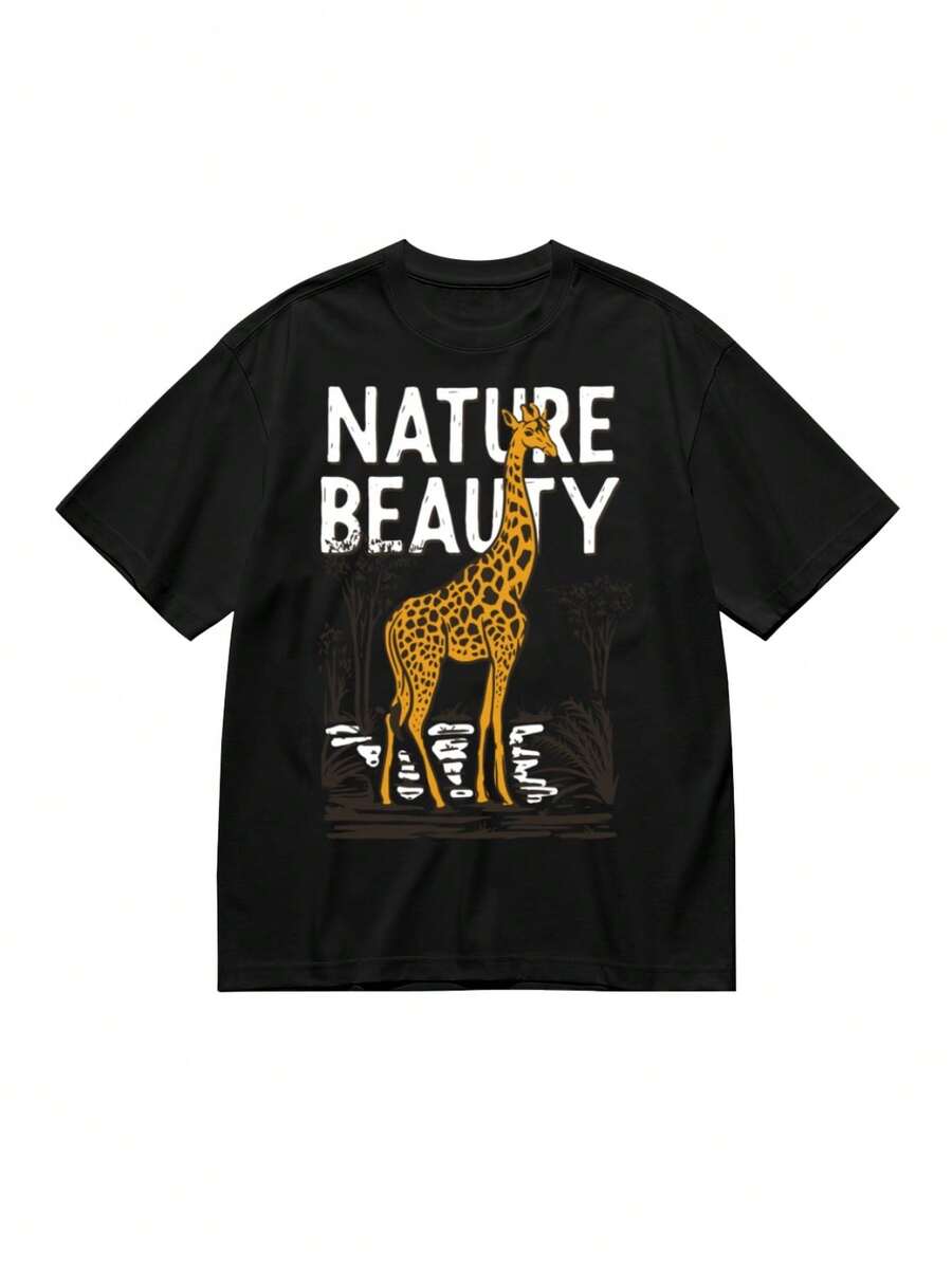 Camiseta Gráfica para Mujer Talla Grande con Cuello Redondo y Manga Corta - Negro - Ver 1