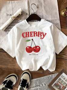 Directional Vintage Casual Printed T-Shirt For Women - White - View 2