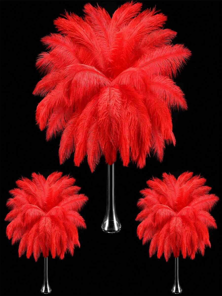 10pcs 15-35cm-6-14inch Artificial Red Ostrich Feathers For Crafts Accessories Plumes Centerpiece DIY Christmas Wedding Party Decorations Needlework And Handicrafts - A - View 1