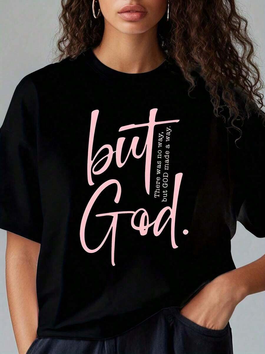 Women's Summer T-Shirts, Available In Various Colors, Loose Fit T-Shirt - "The Grace Of God" Print - 100% Cotton Short Sleeve T-Shirt - Suitable For Evangelical Meetings Or Religious Services, Choir Sessions, Summer Camps, Easter, Pentecost, Made In The USA. Loose And Comfortable Women's T-Shirts For Spring - 黑色 - 查看 1