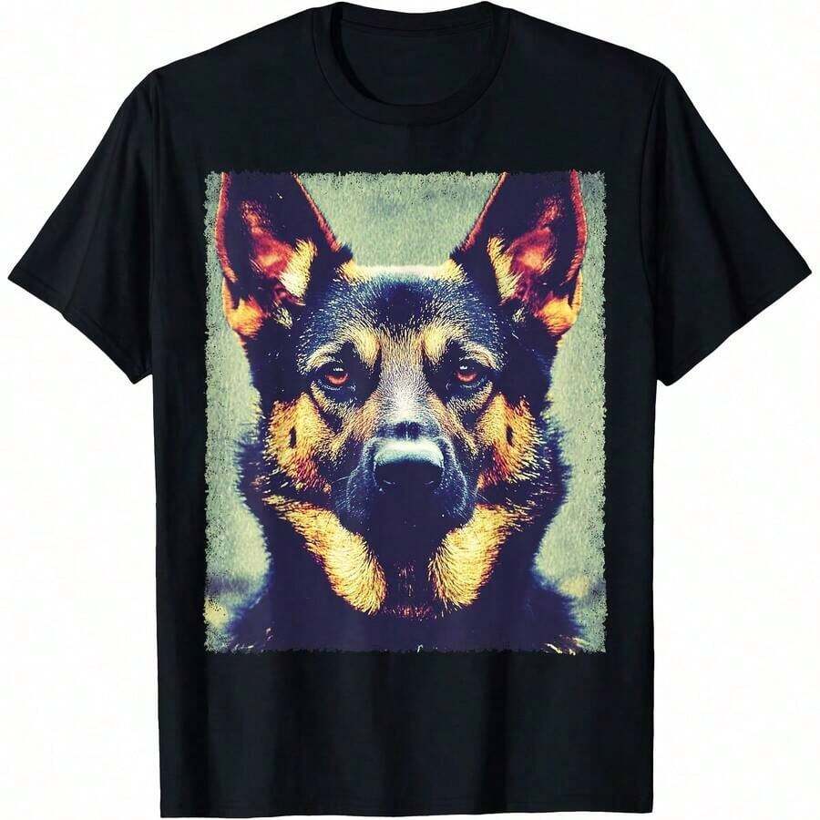 1 Piece Cottage Core T-Shirt With Poodle Dog Playing Guitar Design, All Seasons, 100% Cotton, Single Side Print, Round Neck, Short Sleeve, Unisex, Base Layer, 180g, 100% Cotton. - 顏色 2 - 查看 1