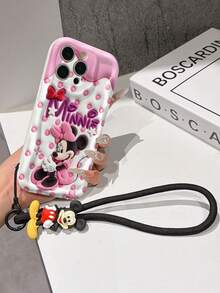 This Disney Mickey Mouse Lanyard Phone Case Is Fully Covered In TPU Material. It's Shockproof, Lightweight, And Compatible With IPhone17/16/11/13/15/15 Plus/15 Pro/15 Pro Max/12/14 Pro Max/11 Pro Max/12 Pro/12 Pro Max/13. This Phone Case Makes A Popular Birthday Gift Or Business Gift; It's Durable, Stain- And Fingerprint Resistant, And Suitable For Both Men And Women. The Set Also Includes A Mickey Mouse Phone Case And A Mickey Mouse Plush Bracelet. It's A Perfect Gift For Friends And Family. This Stylish Phone Case Is Fun, Lightweight, And Durable. IPhone17 Pro Max Phone Case, Minnie Mouse Phone Case. - White - View 5
