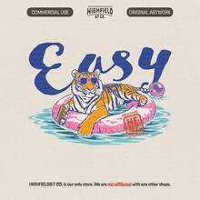 Easy Summer Tiger Design In PNG, Funny Tiger Floating In Pool In PNG, Easy Tiger-Style Sunglasses Design For T-Shirts, Digital Download For Beach Vacation - 黑色 - 查看 2