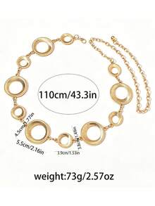 1 chiếc dây đeo eo kim loại có họa tiết thời trang, dây đeo bụng thanh lịch đa năng dành cho nữ, phụ kiện đi biển mùa hè. - Vòng tròn vàng - Xem 4