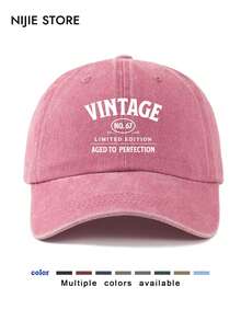 1pc 67th Birthday Graphic Print Baseball Cap For Men, Washed Vintage Hat For Outdoor Sun Protection, Suitable For Street & Daily Wear,Beach,Holiday - A - View 8